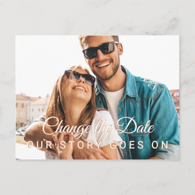 Modernes Foto ändert das Datum der Hochzeitsaufsch Postkarte (Vorderseite)