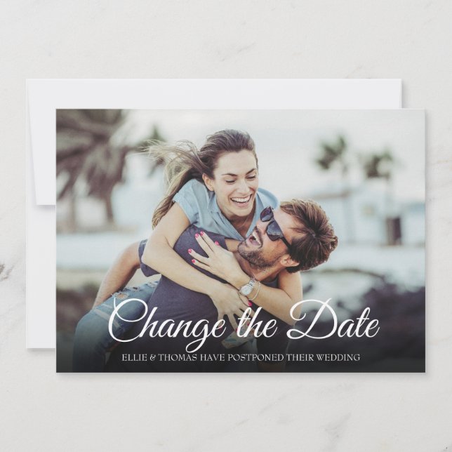 Modernes Foto ändert das Datum verschoben Einladung (Vorderseite)
