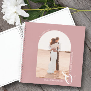 Modernes Foto Arch Dusty Rose Wedding Gästebuch Notizbuch