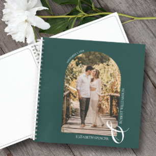 Modernes Foto Arch Emerald Green Wedding Gästebuch Notizbuch