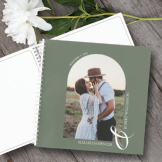 Modernes Foto Arch Sage Green WedgeGuest Book Notizbuch