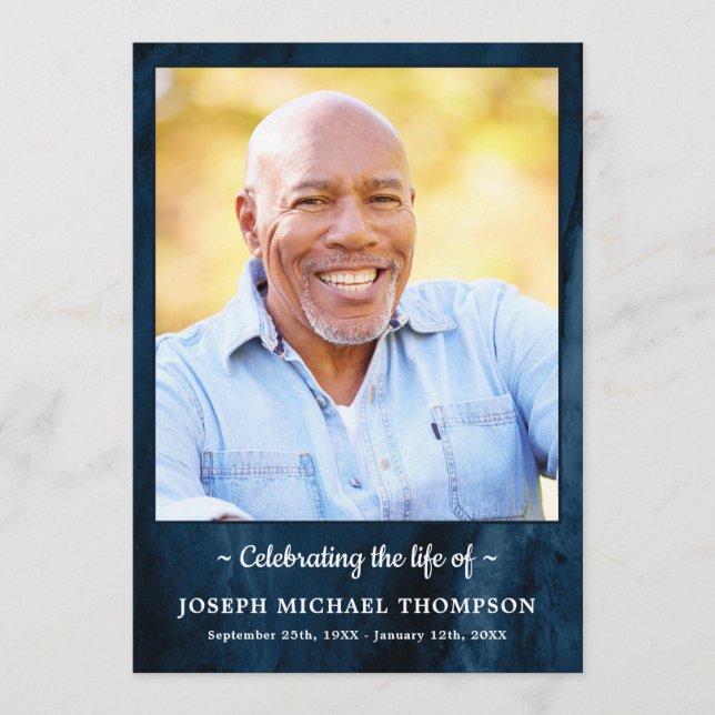 Modernes Foto aus blauem Marmor, Dienstbeerdigung Programm (Vorderseite)