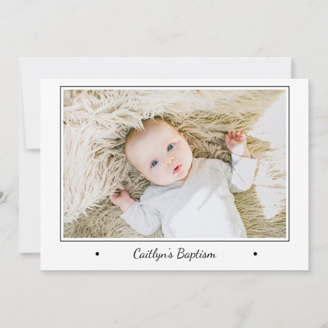 Modernes Foto Baby Christening Taufe Einladung (Vorderseite)