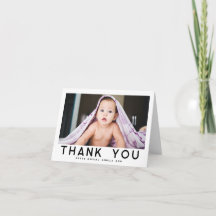 Modernes Foto Baby Danke Karte