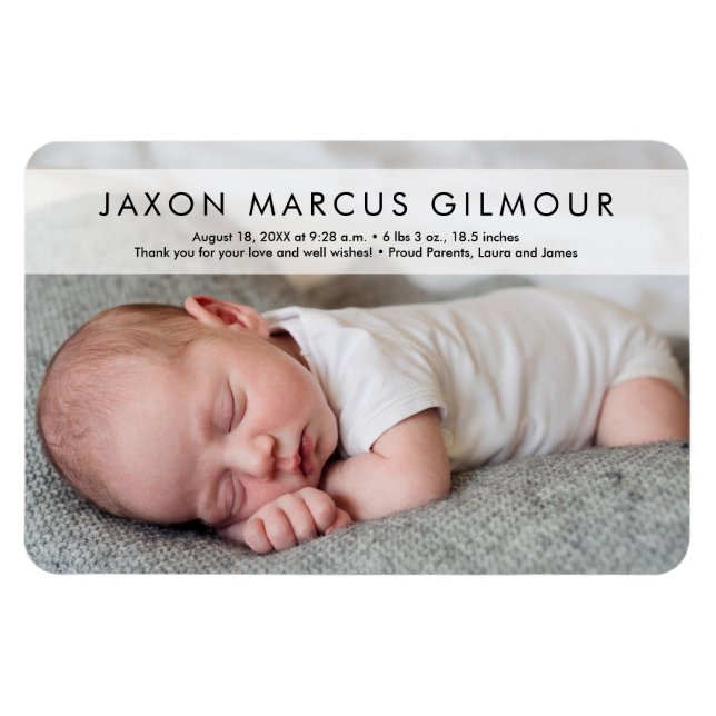 Modernes Foto Baby Name Stat Neugeborener Kühlschr Magnet (Horizontal)