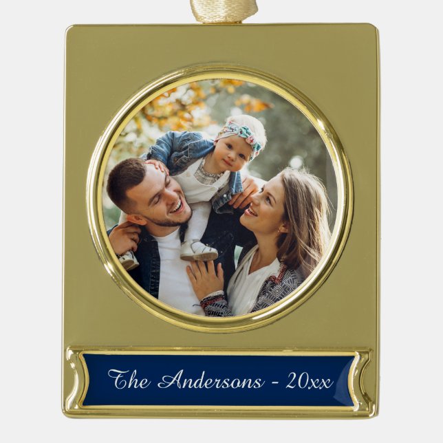 Modernes Foto Banner-Ornament Gold (Vorderseite)