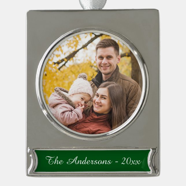 Modernes Foto Banner-Ornament Silber (Vorderseite)