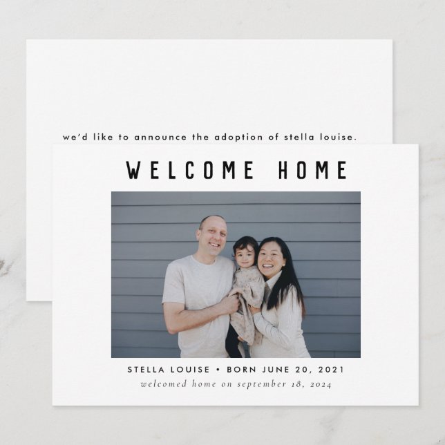 Modernes Foto Begrüßung Zuhause Adoption Ankündigu Ankündigung (Vorne/Hinten)