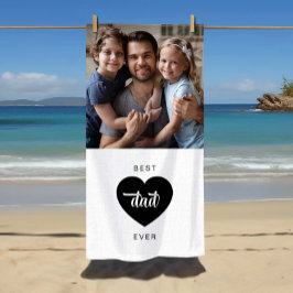 Modernes Foto Bester Vater je Herz Strandtuch