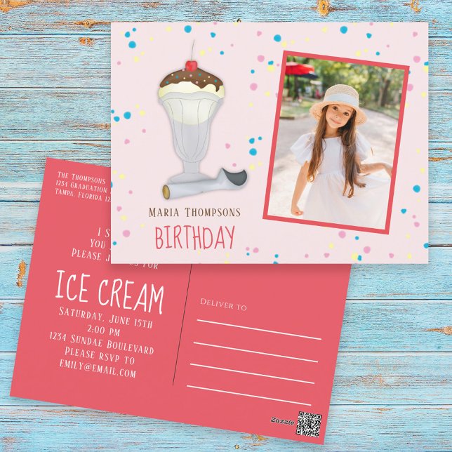 Modernes Foto Birthday Ice Creme Sprinkles Niedlic Postkarte (Von Creator hochgeladen)