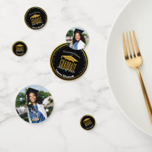 Modernes Foto Black Gold Abschluss Table Confetti