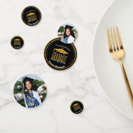 Modernes Foto Black Gold Abschluss Table Confetti Konfetti