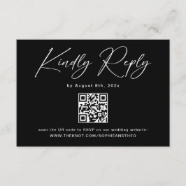 Modernes Foto Black Wedding RSVP Begleitkarte
