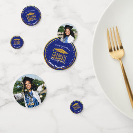 Modernes Foto Blue Gold Abschluss Table Confetti Konfetti