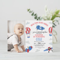 Modernes Foto Blue How Time Fliegt 1. Geburtstag