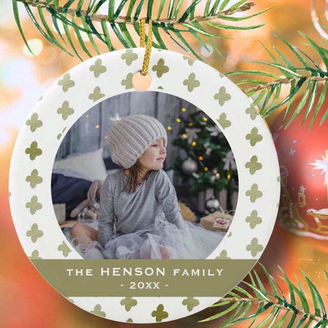 Modernes Foto Blumenmuster Weihnachten Keramik Ornament (Von Creator hochgeladen)