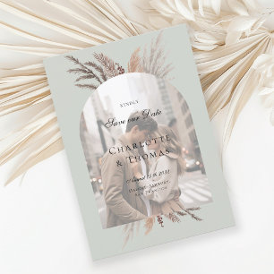 Modernes Foto Boho Pampasgras Einladung