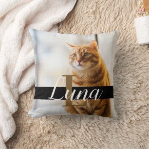Modernes Foto-Cat-Memorial im weißen Text Kissen