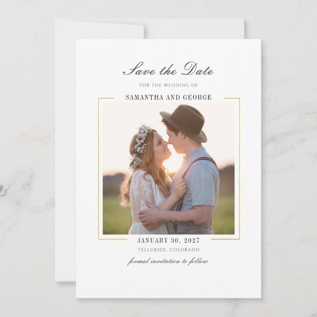 Modernes Foto Chic Elegante Save The Date (Vorderseite)
