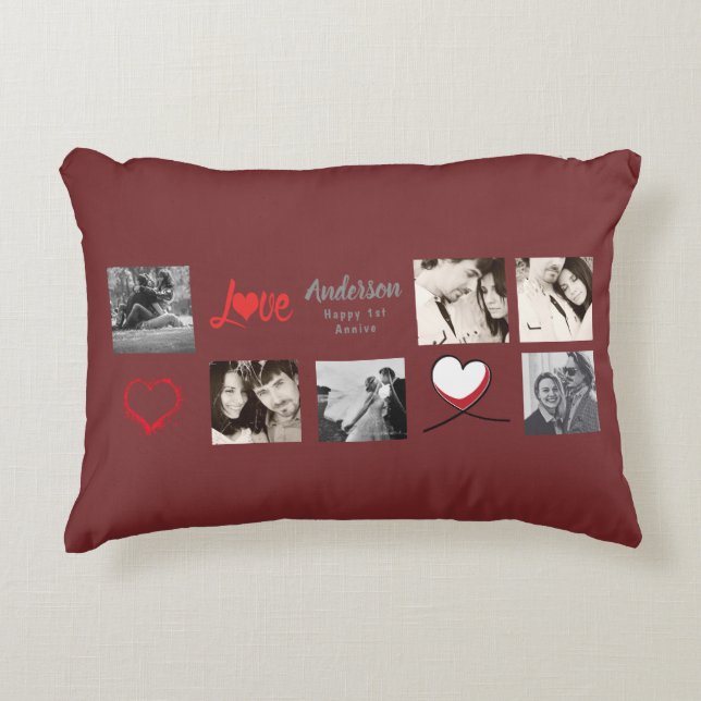 Modernes Foto Collage Geschenk - Hochzeit, Jahrest Zierkissen (Vorderseite)