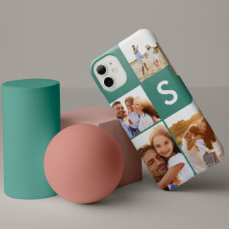 Modernes Foto Collage hellgrün erste Monogramm Case-Mate iPhone 14 Hülle