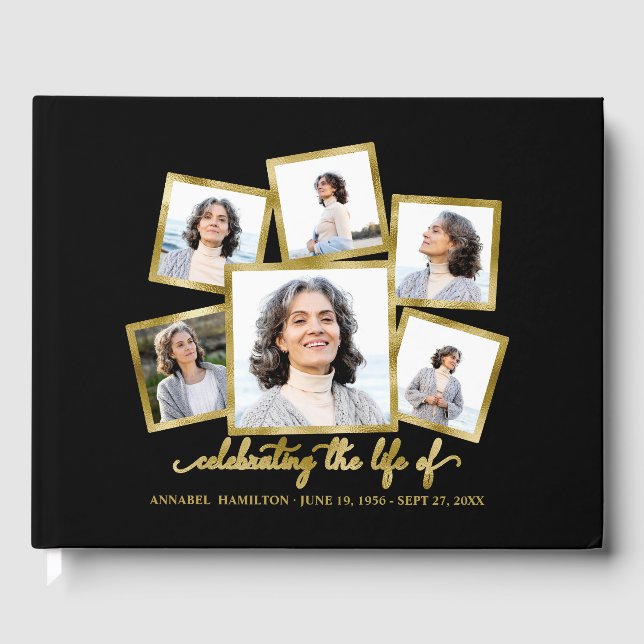 Modernes Foto Collage Memorial oder Beerdigung Gue Gästebuch (Vorderseite)