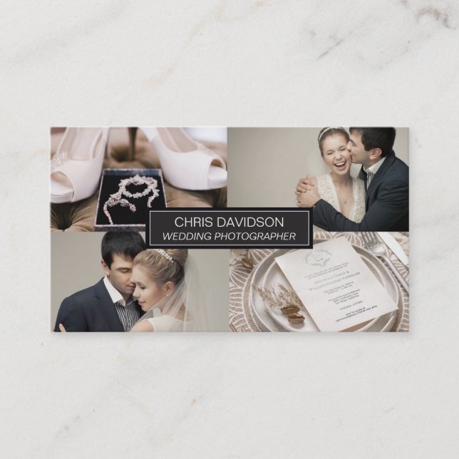 Modernes Foto Collage Template Hochzeitfotograf Visitenkarte (Vorderseite)