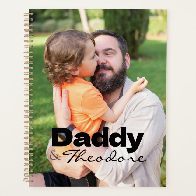 Modernes Foto Daddy & Baby Name Keepake Planer (Vorderseite)