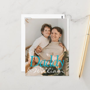 Modernes Foto Daddy & Baby Name Keepake Postkarte