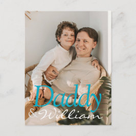 Modernes Foto Daddy & Baby Name Keepake Postkarte