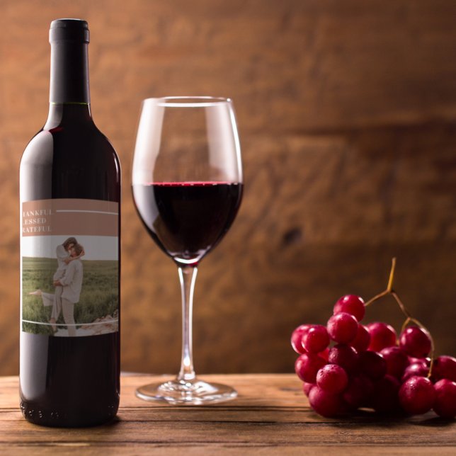 Modernes Foto | Dankbar gesegnet dankbar Weinetikett (Von Creator hochgeladen)