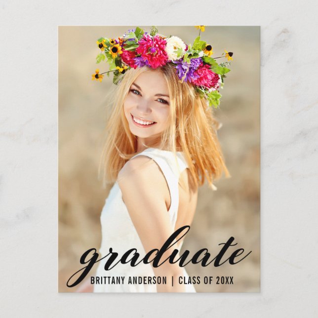 Modernes Foto der Trendy Graduation Party - Einlad Einladungspostkarte (Vorderseite)