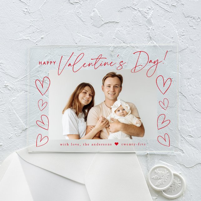 Modernes Foto des Roten Schriftsatzes zum Valentin Acryleinladungen (Von Creator hochgeladen)