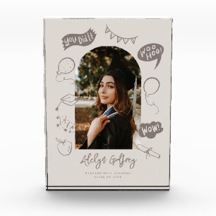 Modernes Foto Doodle Abschluss Beige Keepake