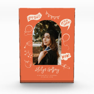 Modernes Foto Doodle Abschluss Orange Keepake