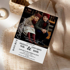 Modernes Foto Doppelfeier Geburtstag Einladung