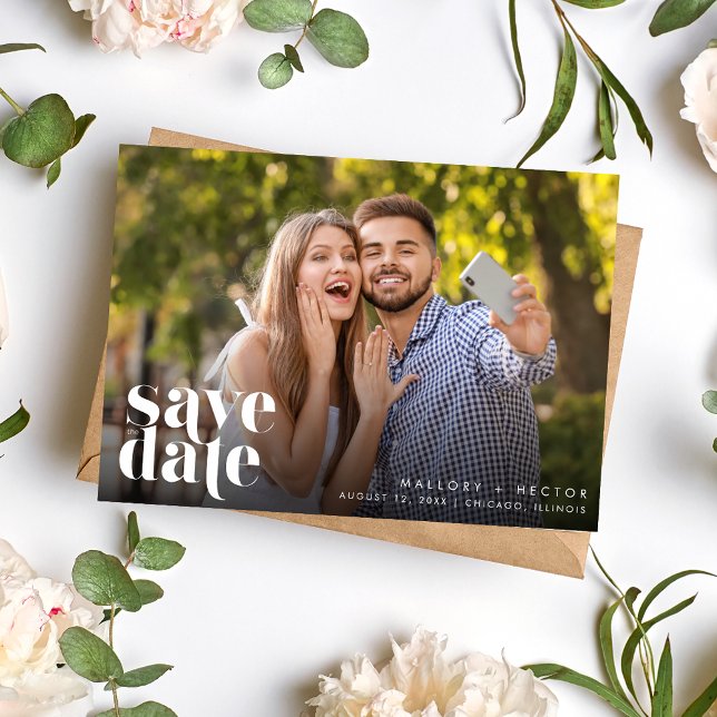 Modernes Foto Einfache Typografie Hochzeit Save The Date (Modern Photo Simple Typography Wedding Save The Date)