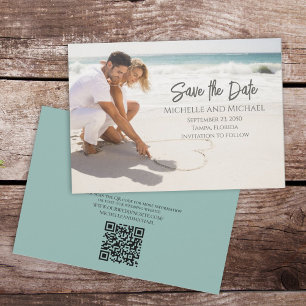 Modernes Foto Elegant Save the Date Script QR Code