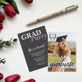 Modernes Foto Elegant Script Grad Party Einladung