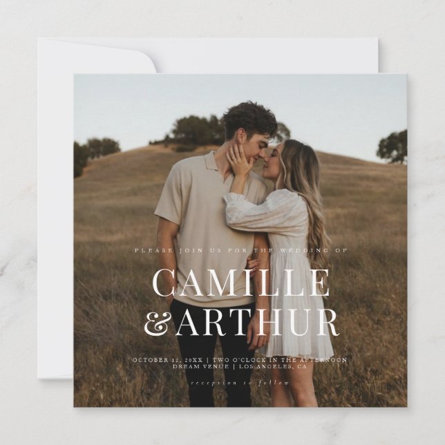 Modernes Foto Elegant Stilvolle Hochzeit Einladung (Vorderseite)