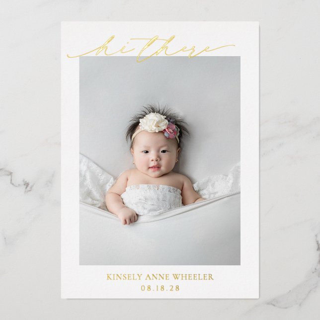 Modernes Foto Elegante Ankündigung über die Birth  (Vorderseite)