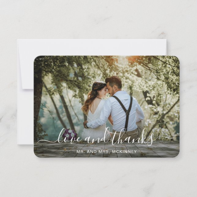 Modernes Foto Elegante Hochzeit Dankeskarte (Vorderseite)