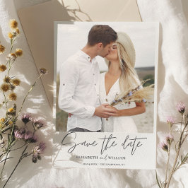 Modernes Foto Elegante Kalligraphie Hochzeit Save The Date