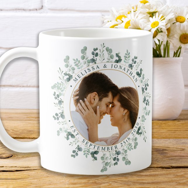 Modernes Foto Eukalyptus Personalisiert Wedding Kaffeetasse (Von Creator hochgeladen)
