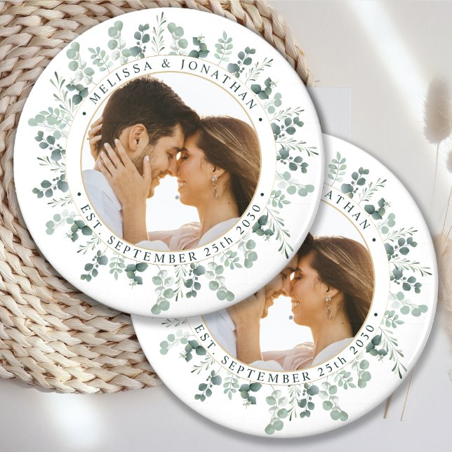 Modernes Foto Eukalyptus Personalisiert Wedding Magnet (Von Creator hochgeladen)