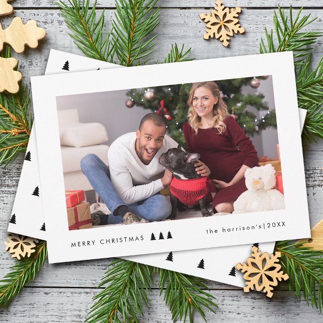 Modernes Foto Feiertagskarte (Modern Tree Photo Holiday Card)