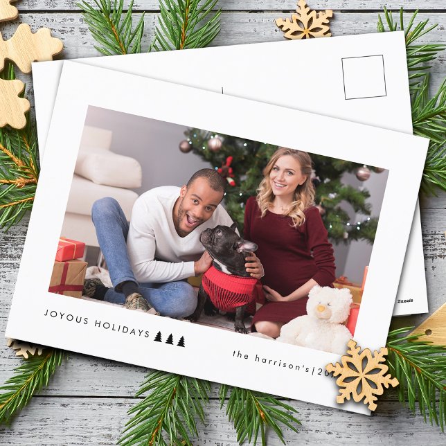 Modernes Foto Feiertagspostkarte (Modern Tree Photo Holiday Postcard)