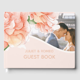 Modernes Foto Floral Elegante Hochzeit Gästebuch