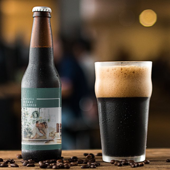 Modernes Foto | Freude gesegnet | Grün Bierflaschenetikett (Von Creator hochgeladen)