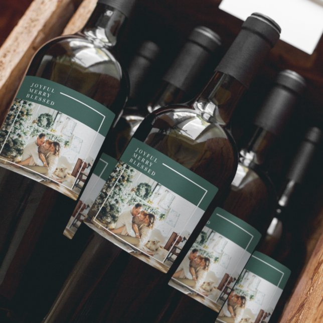 Modernes Foto | Freude gesegnet | Grün Weinetikett (Von Creator hochgeladen)